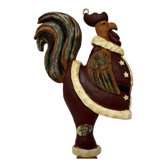 Kurt Adler Santas World American Rooster Patriotic Star Christmas Ornament Resin - Picture 2 of 11